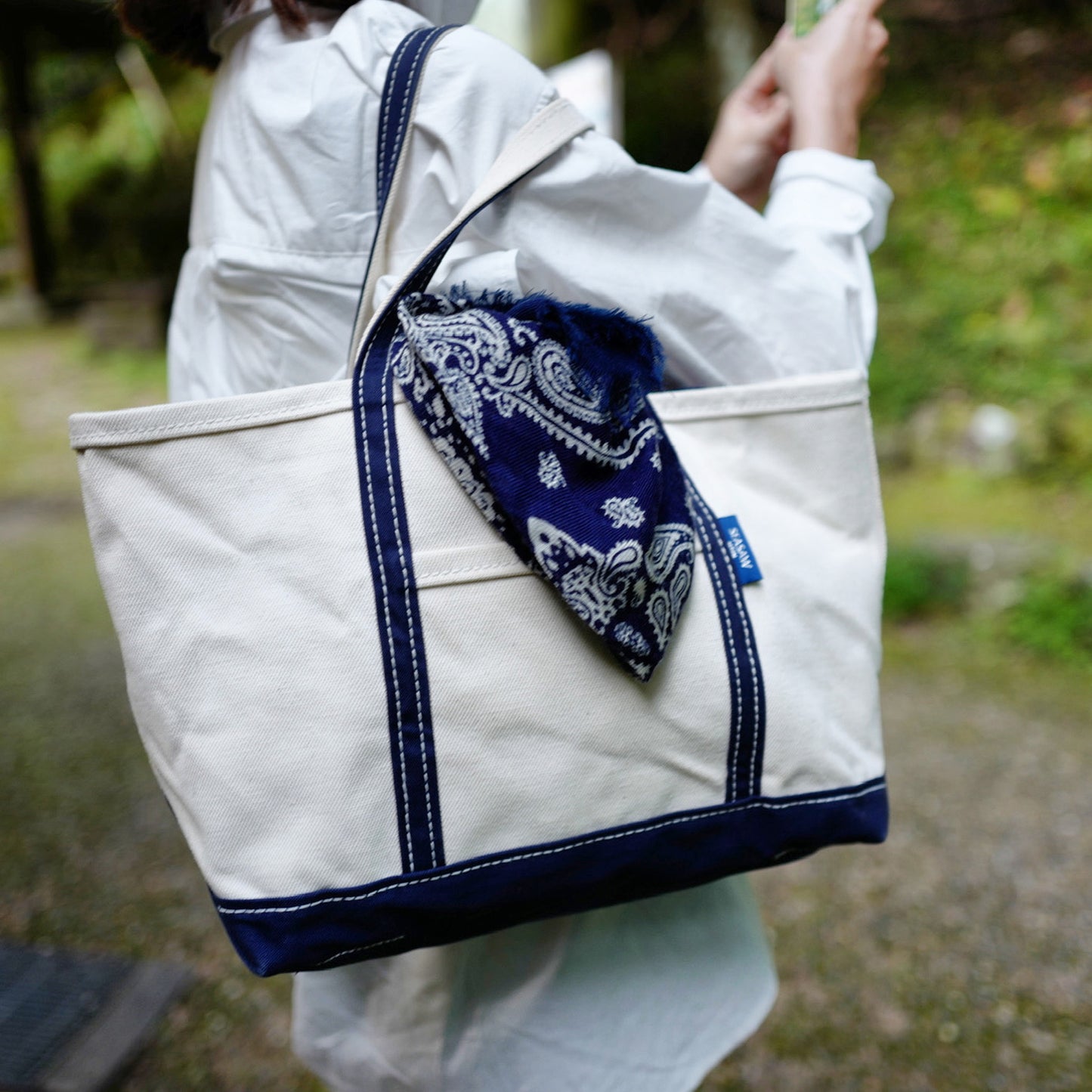 Classic Canvas Tote M-Size Kinari×Gray