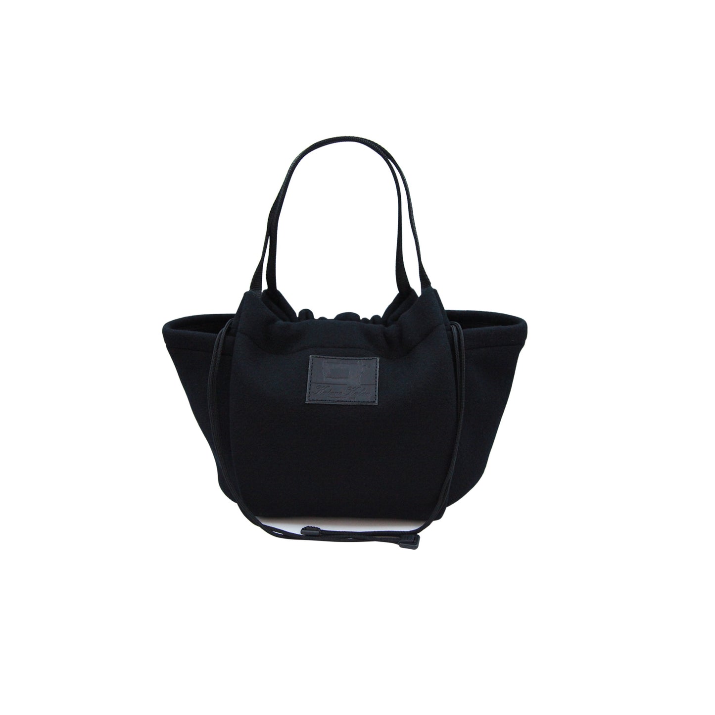 Piping Handle Tote Wool Black