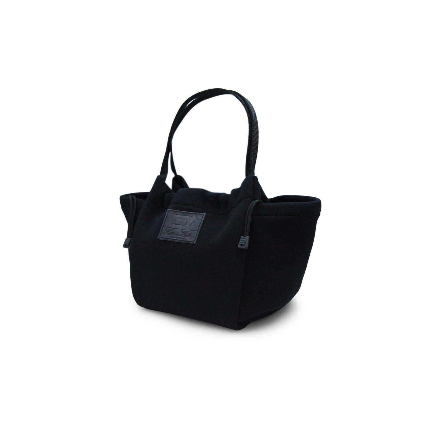 Piping Handle Tote Wool Black