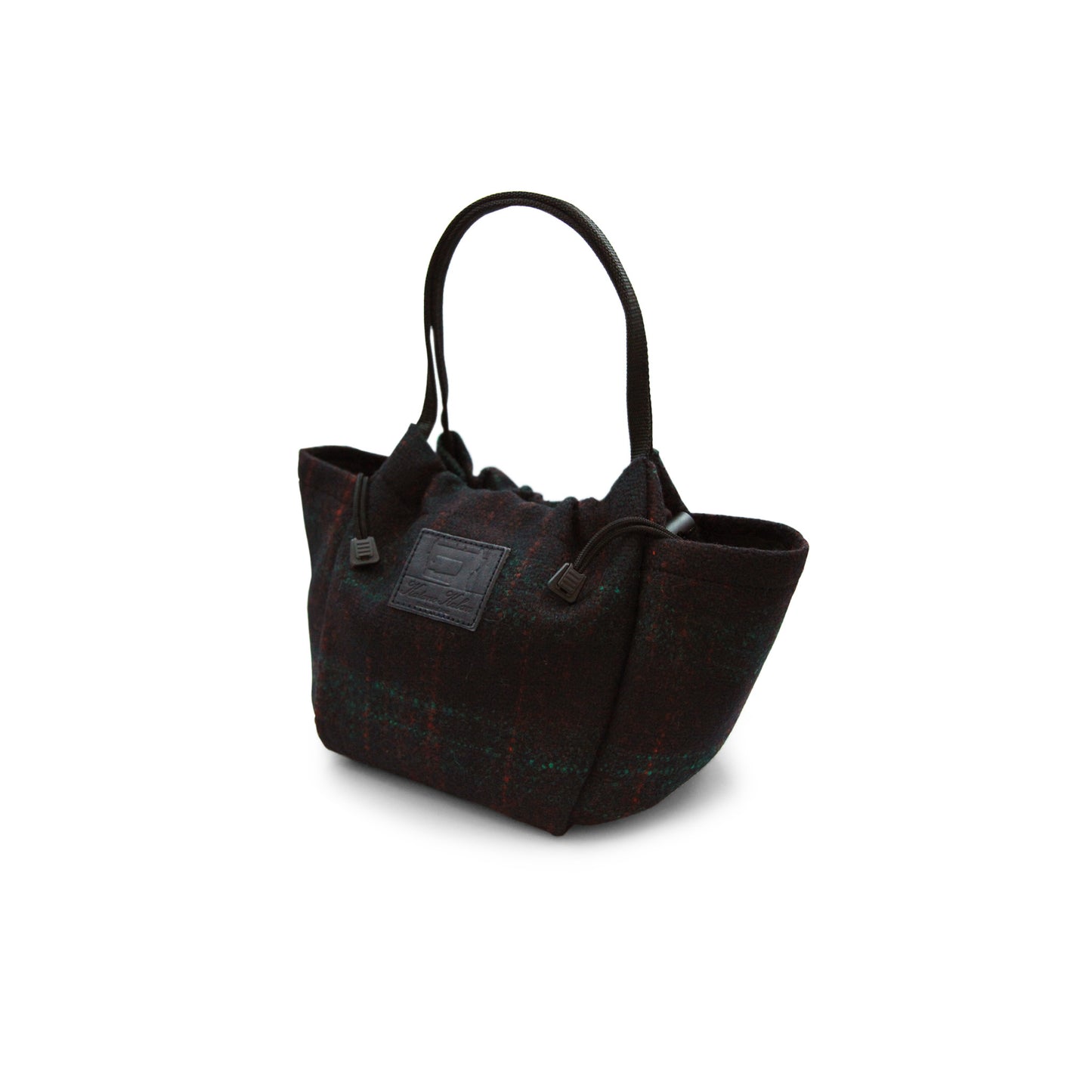 Piping Handle Tote Wool Tweed Check